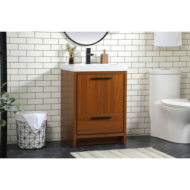 Elegant Kitchen/Bath Wyatt 24" Single Bathroom Vanity, Teak