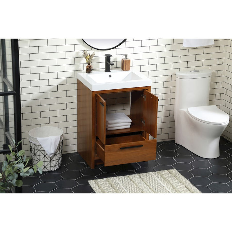 Elegant Kitchen/Bath Wyatt 24" Single Bathroom Vanity, Teak