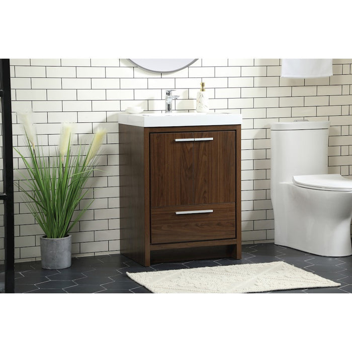 Elegant Kitchen/Bath Wyatt 24" Single Bathroom Vanity, Walnut