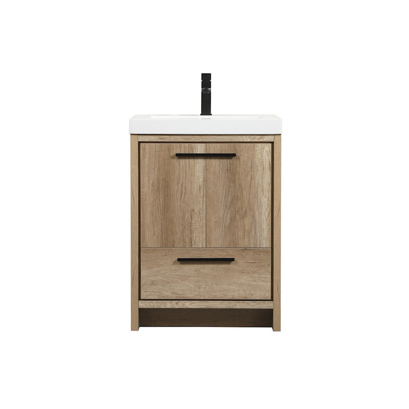 Elegant Kitchen/Bath Wyatt 24" Single Bathroom Vanity, Natural Oak - VF46024NT