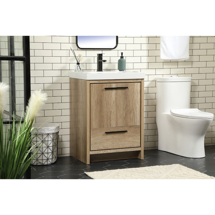 Elegant Kitchen/Bath Wyatt 24" Single Bathroom Vanity, Natural Oak