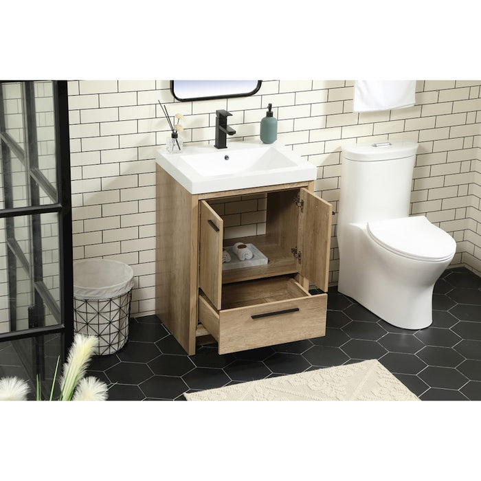 Elegant Kitchen/Bath Wyatt 24" Single Bathroom Vanity, Natural Oak