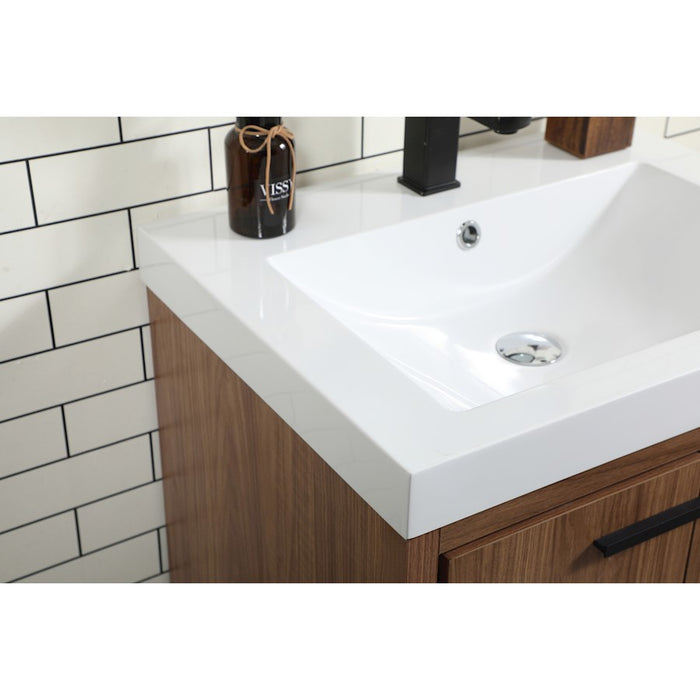 Elegant Kitchen/Bath Wyatt 24" Single Bathroom Vanity, Walnut Brown