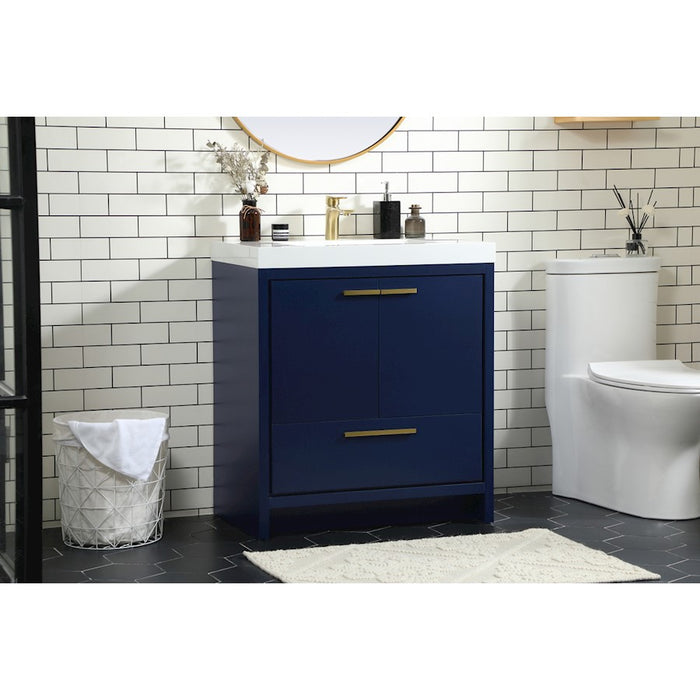 Elegant Kitchen/Bath Wyatt 30" Single Bathroom Vanity, Blue