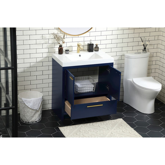 Elegant Kitchen/Bath Wyatt 30" Single Bathroom Vanity, Blue