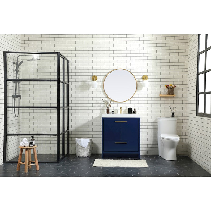 Elegant Kitchen/Bath Wyatt 30" Single Bathroom Vanity, Blue