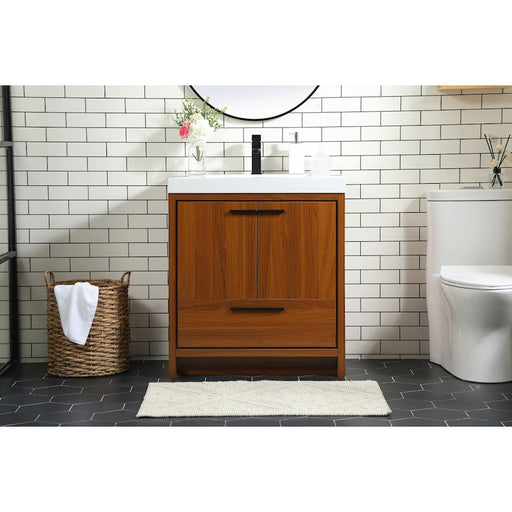 Elegant Kitchen/Bath Wyatt 30" Single Bathroom Vanity, Teak