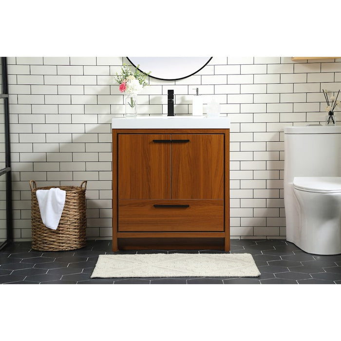Elegant Kitchen/Bath Wyatt 30" Single Bathroom Vanity, Teak