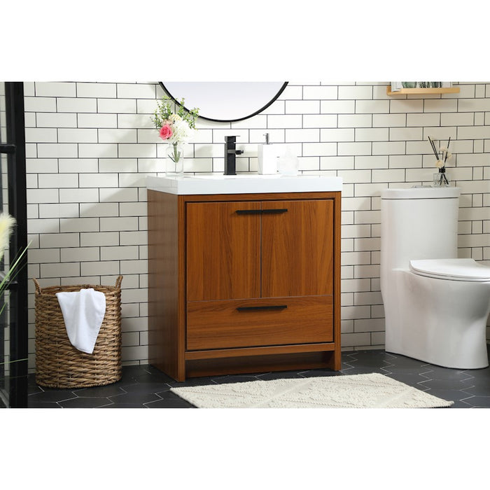 Elegant Kitchen/Bath Wyatt 30" Single Bathroom Vanity, Teak