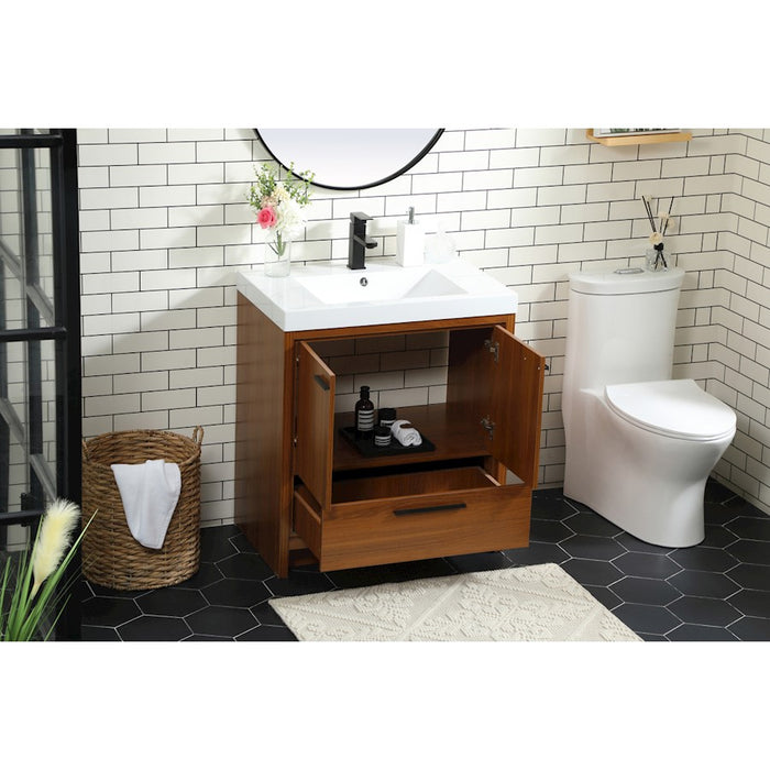 Elegant Kitchen/Bath Wyatt 30" Single Bathroom Vanity, Teak