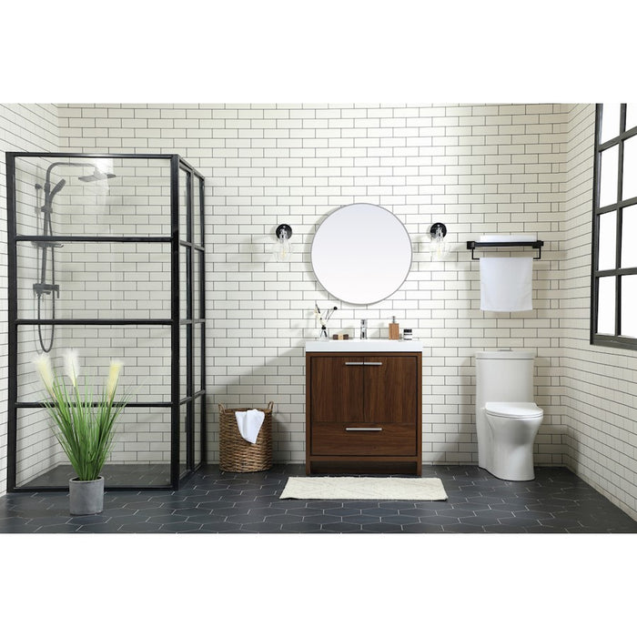 Elegant Kitchen/Bath Wyatt 30" Single Bathroom Vanity, Teak