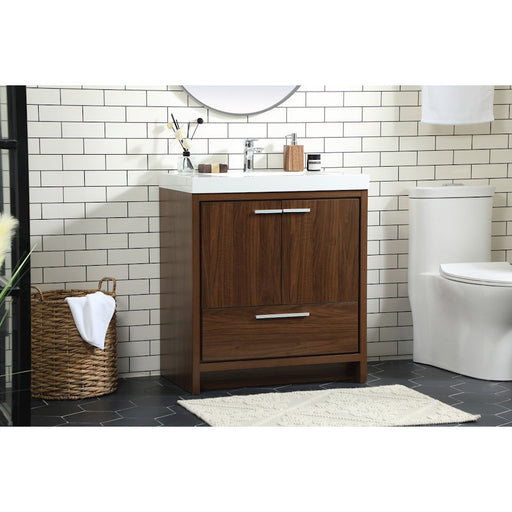 Elegant Kitchen/Bath Wyatt 30" Single Bathroom Vanity, Walnut