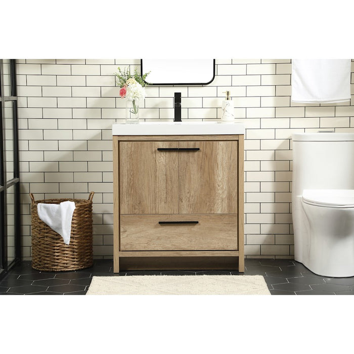Elegant Kitchen/Bath Wyatt 30" Single Bathroom Vanity, Natural Oak