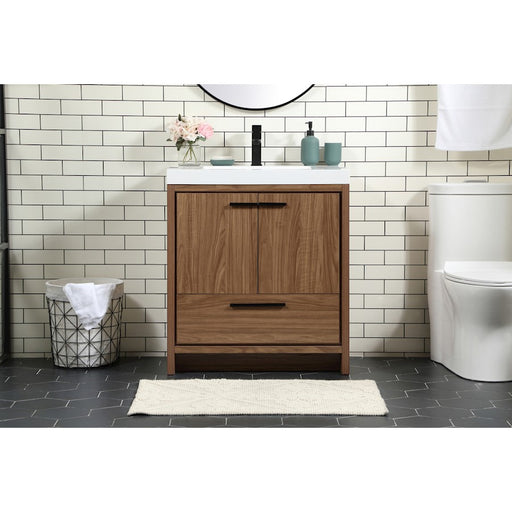 Elegant Kitchen/Bath Wyatt 30" Single Bathroom Vanity, Walnut Brown