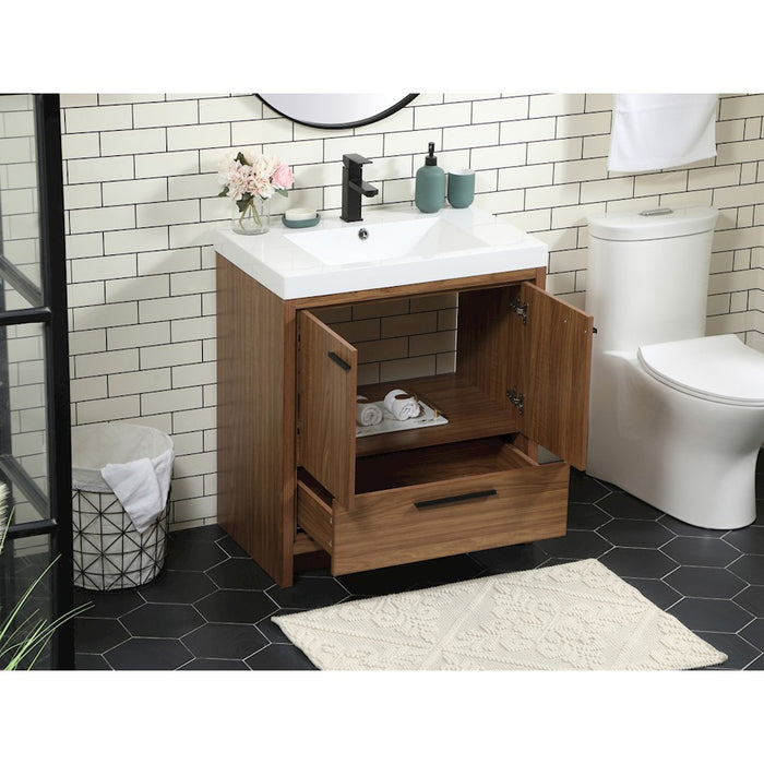 Elegant Kitchen/Bath Wyatt 30" Single Bathroom Vanity, Walnut Brown