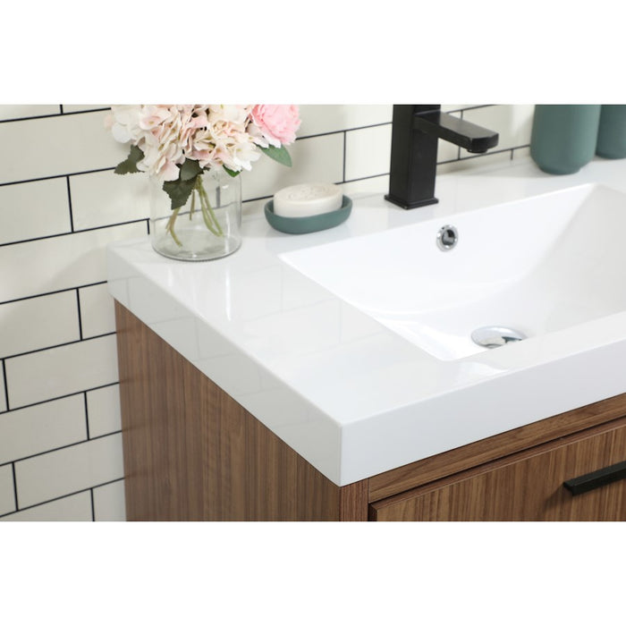 Elegant Kitchen/Bath Wyatt 30" Single Bathroom Vanity, Walnut Brown