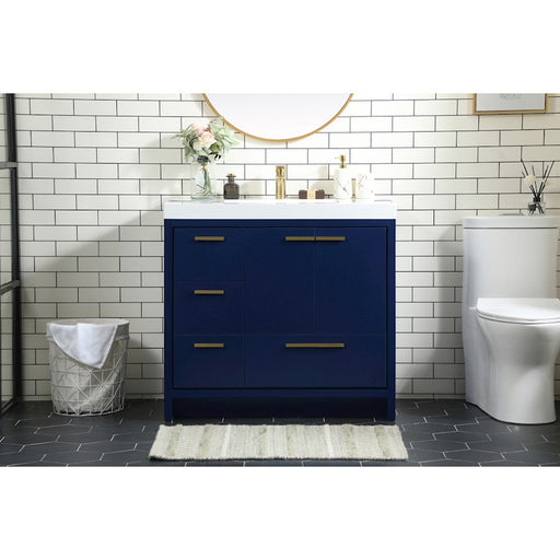 Elegant Kitchen/Bath Wyatt 36" Single Bathroom Vanity, Blue