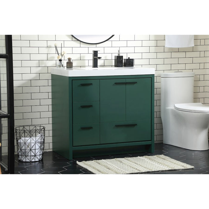 Elegant Kitchen/Bath Wyatt 36" Single Bathroom Vanity, Green