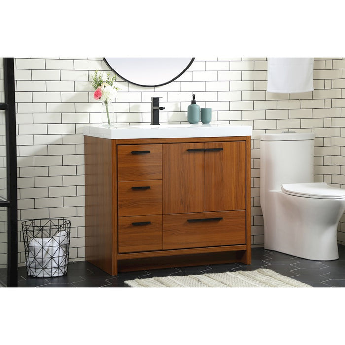 Elegant Kitchen/Bath Wyatt 36" Single Bathroom Vanity, Teak