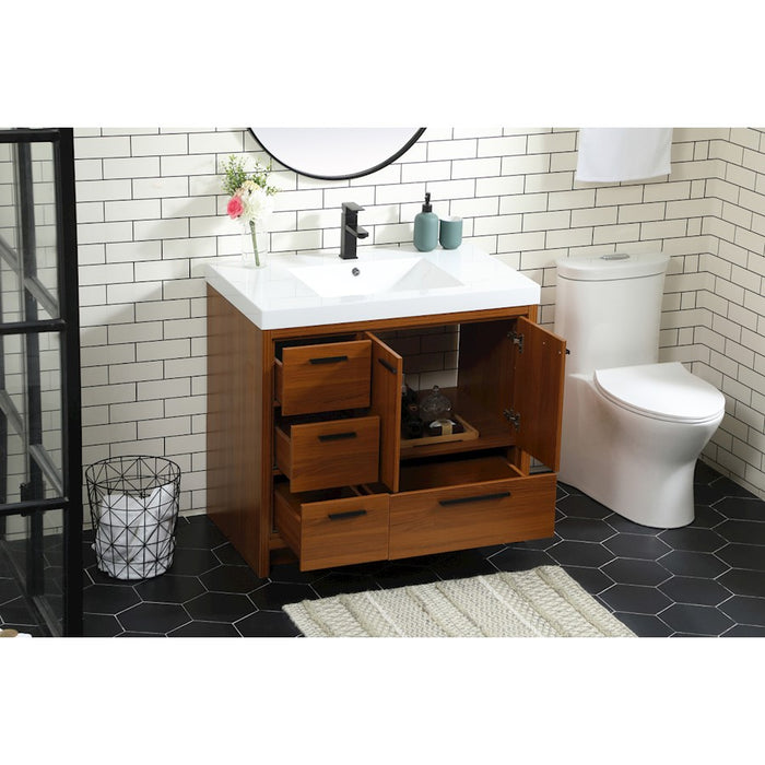 Elegant Kitchen/Bath Wyatt 36" Single Bathroom Vanity, Teak