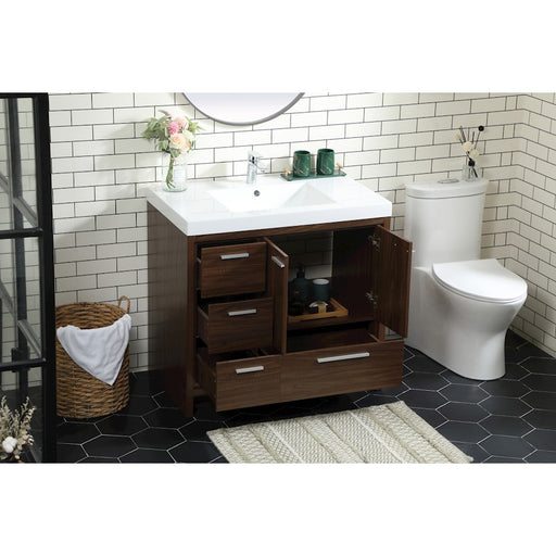 Elegant Kitchen/Bath Wyatt 36" Single Bathroom Vanity, Walnut