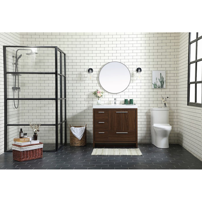 Elegant Kitchen/Bath Wyatt 36" Single Bathroom Vanity, Walnut