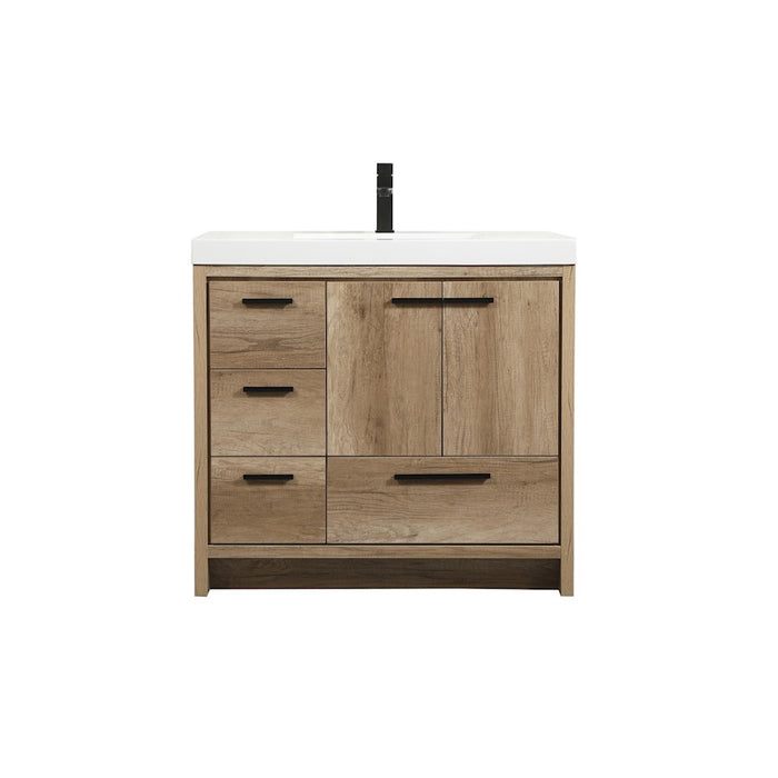 Elegant Kitchen/Bath Wyatt 36" Single Bathroom Vanity, Natural Oak - VF46036NT