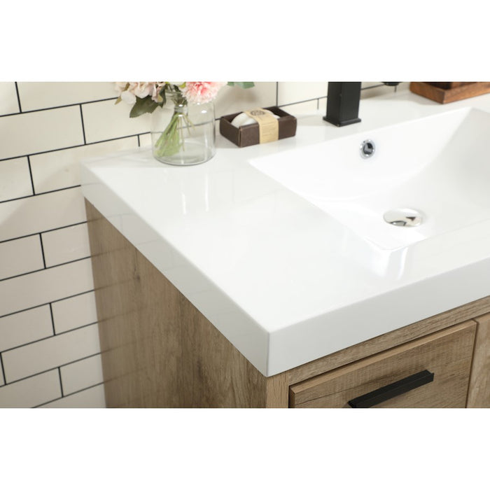Elegant Kitchen/Bath Wyatt 36" Single Bathroom Vanity, Natural Oak