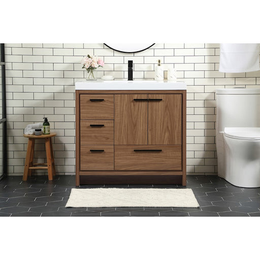 Elegant Kitchen/Bath Wyatt 36" Single Bathroom Vanity, Walnut Brown