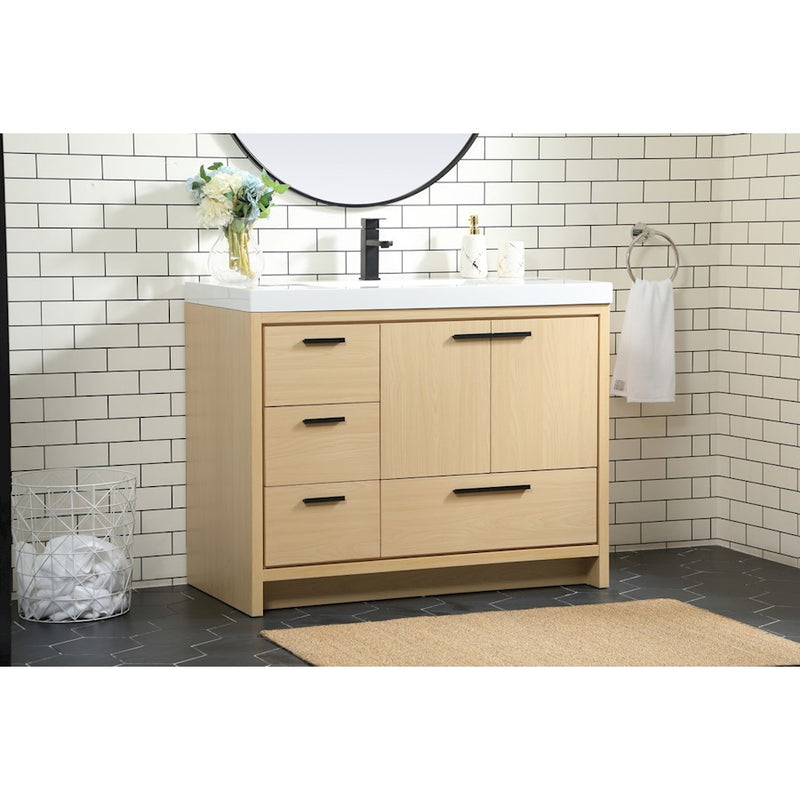 Elegant Kitchen/Bath Wyatt 42" Single Bathroom Vanity, Maple