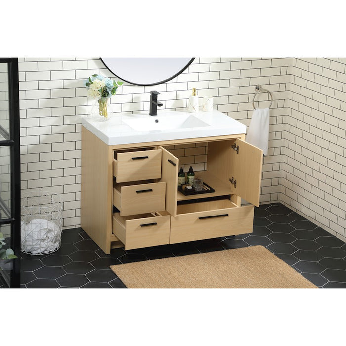 Elegant Kitchen/Bath Wyatt 42" Single Bathroom Vanity, Maple