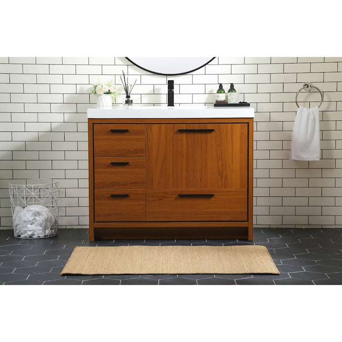 Elegant Kitchen/Bath Wyatt 42" Single Bathroom Vanity, Teak