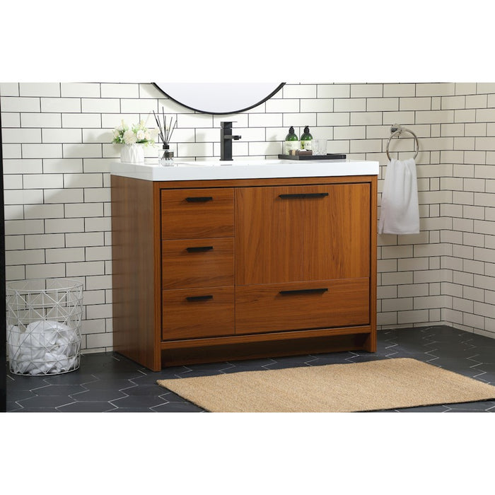 Elegant Kitchen/Bath Wyatt 42" Single Bathroom Vanity, Teak