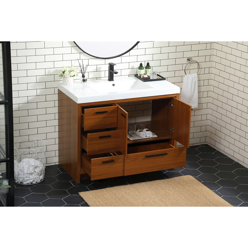 Elegant Kitchen/Bath Wyatt 42" Single Bathroom Vanity, Teak