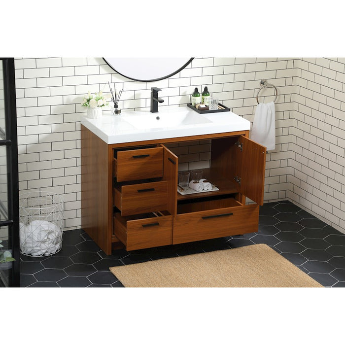 Elegant Kitchen/Bath Wyatt 42" Single Bathroom Vanity, Teak