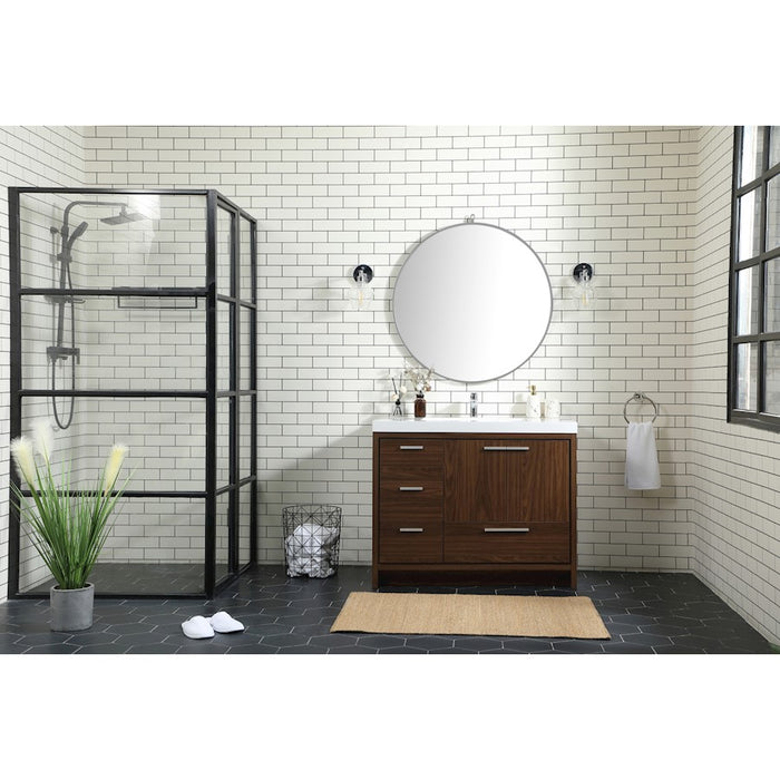 Elegant Kitchen/Bath Wyatt 42" Single Bathroom Vanity, Teak