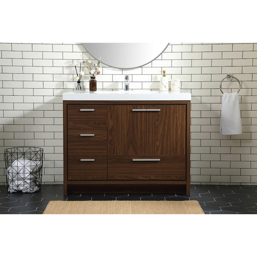 Elegant Kitchen/Bath Wyatt 42" Single Bathroom Vanity, Walnut