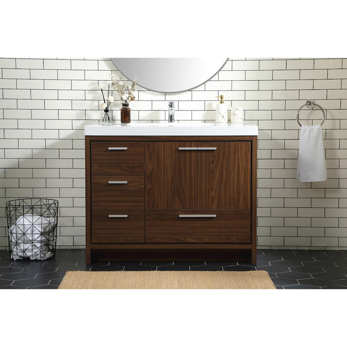 Elegant Kitchen/Bath Wyatt 42" Single Bathroom Vanity, Walnut