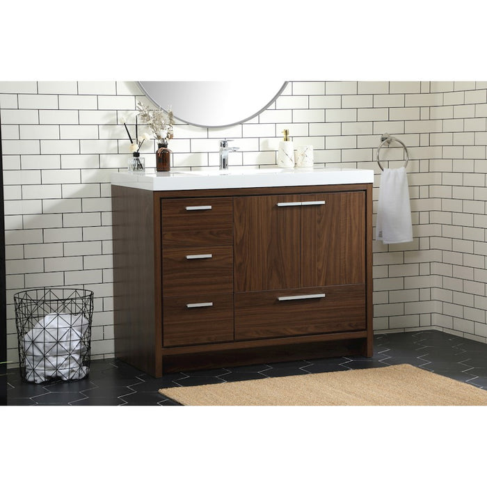 Elegant Kitchen/Bath Wyatt 42" Single Bathroom Vanity, Walnut