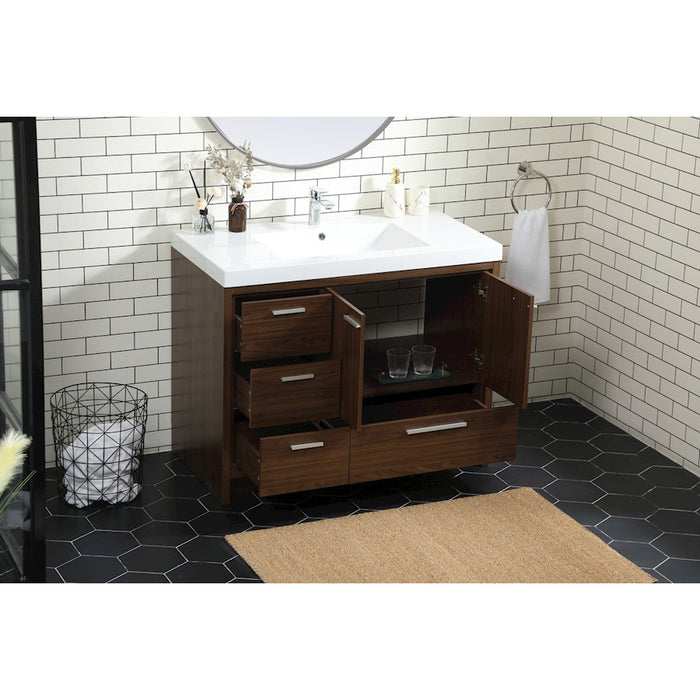 Elegant Kitchen/Bath Wyatt 42" Single Bathroom Vanity, Walnut