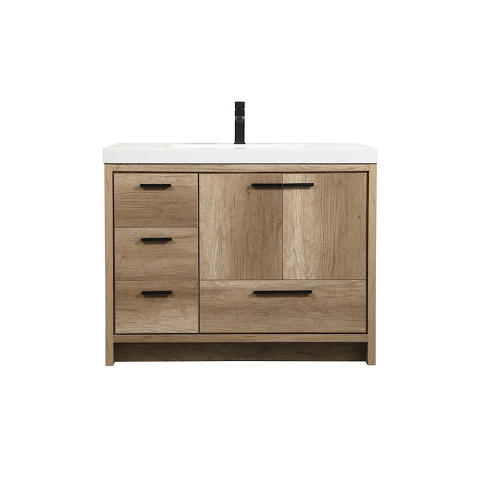 Elegant Kitchen/Bath Wyatt 42" Single Bathroom Vanity, Natural Oak - VF46042NT