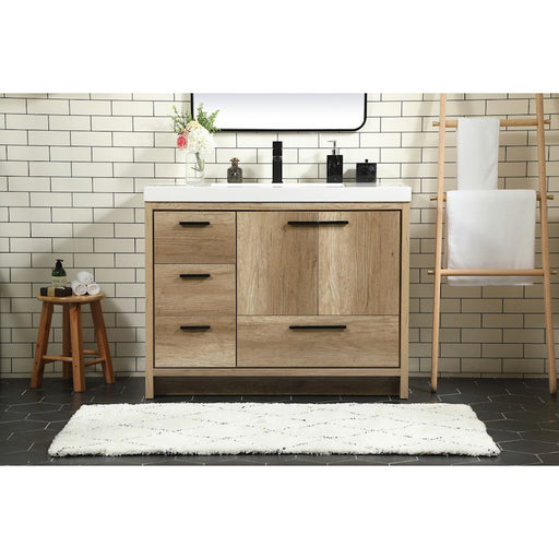 Elegant Kitchen/Bath Wyatt 42" Single Bathroom Vanity, Natural Oak