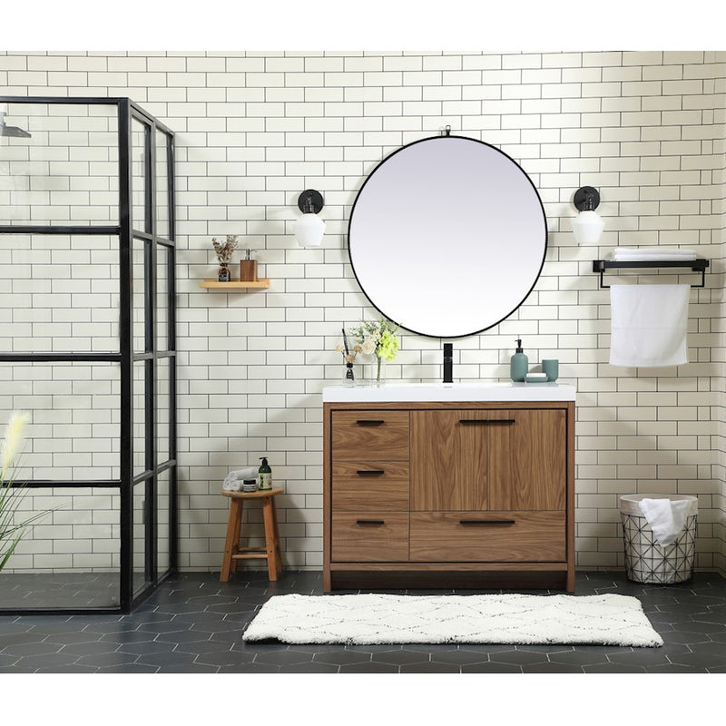 Elegant Kitchen/Bath Wyatt 42" Single Bathroom Vanity, Walnut Brown