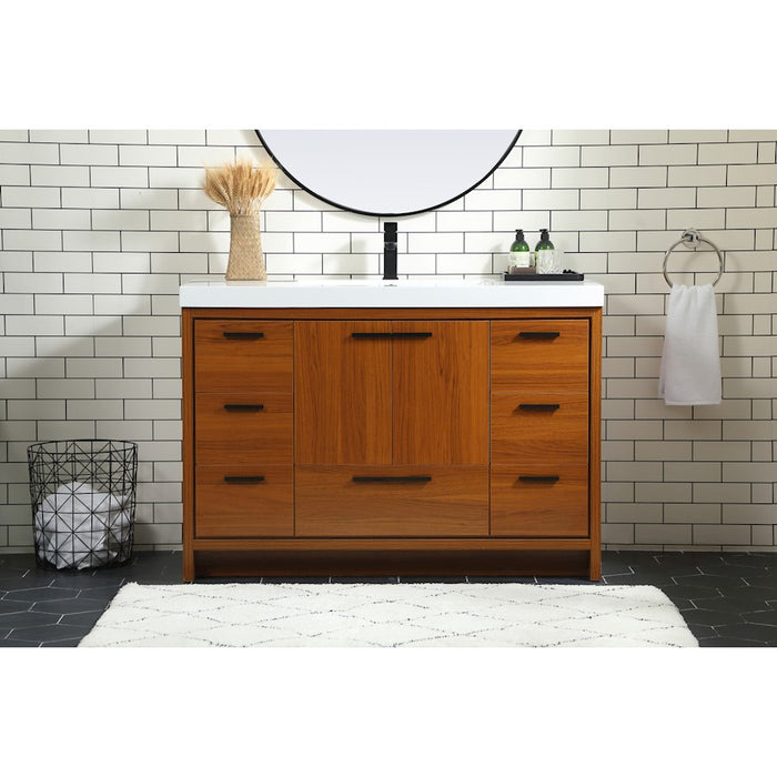 Elegant Kitchen/Bath Wyatt 48" Single Bathroom Vanity, Teak