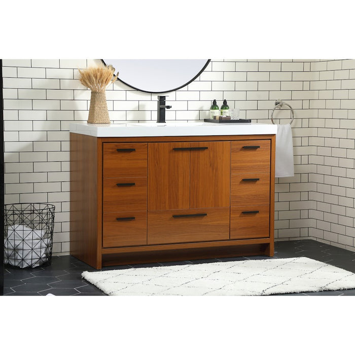 Elegant Kitchen/Bath Wyatt 48" Single Bathroom Vanity, Teak