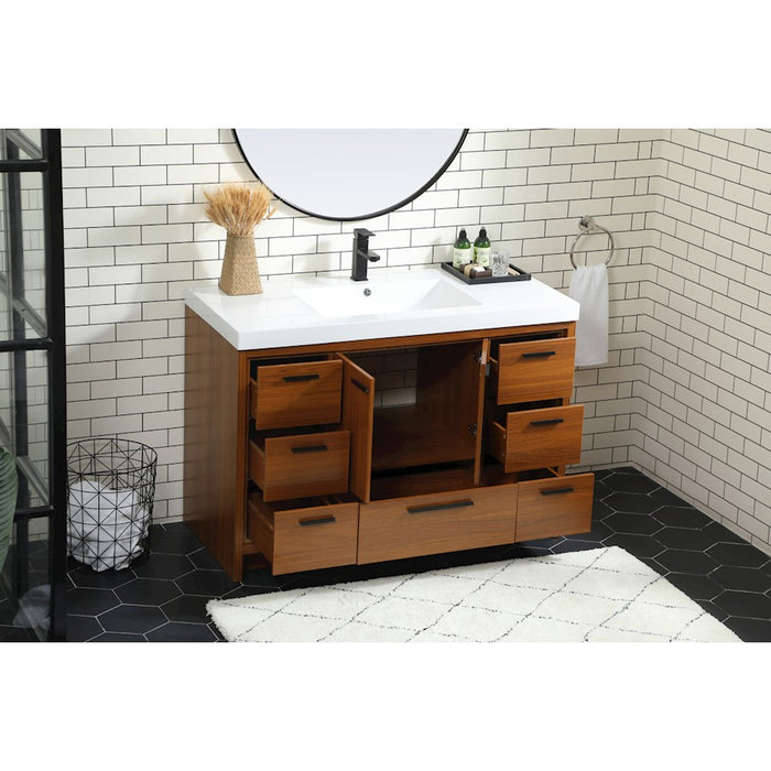 Elegant Kitchen/Bath Wyatt 48" Single Bathroom Vanity, Teak