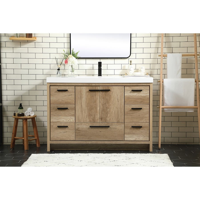 Elegant Kitchen/Bath Wyatt 48" Single Bathroom Vanity, Natural Oak