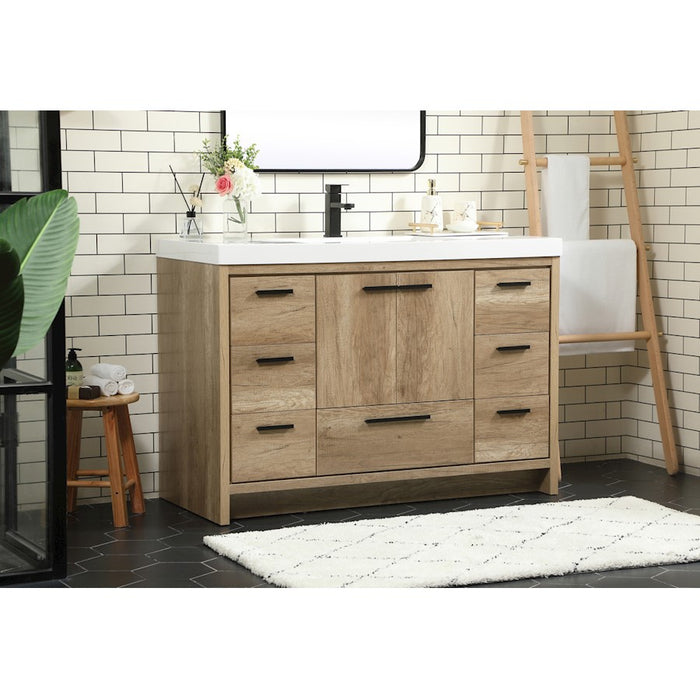 Elegant Kitchen/Bath Wyatt 48" Single Bathroom Vanity, Natural Oak