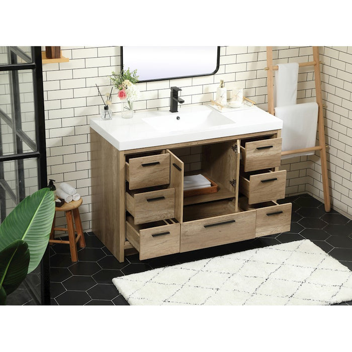 Elegant Kitchen/Bath Wyatt 48" Single Bathroom Vanity, Natural Oak