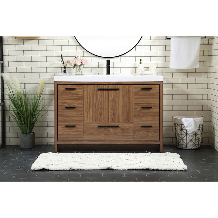 Elegant Kitchen/Bath Wyatt 48" Single Bathroom Vanity, Walnut Brown